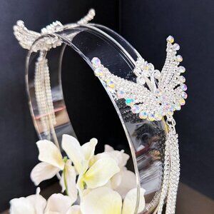 Angel Wings Headband, Hair Accessories for Girl, Goddess Headdress, Silver Crown